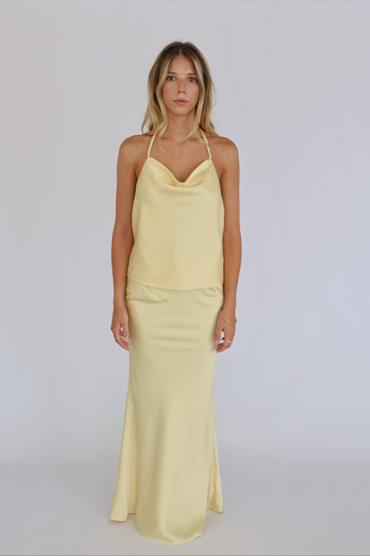The Marion Set butter yellow halter top and maxi skirt
